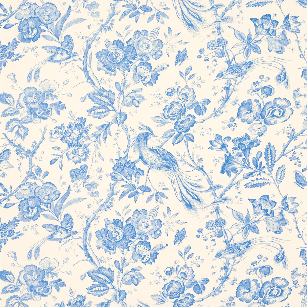 フローラル図案集 「Bunte Bluten, blaue Schwerter Japanese Cornflowers - Aubergine Wallpapers | Schumacher